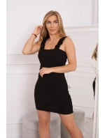 Čierne volánové šaty bez ramienok