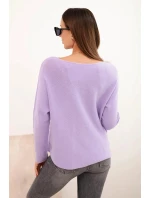 Dámsky viskózový sveter s výstrihom do V svetlo fialový Dámsky viskózový sveter s výstrihom do V svetlo fialový