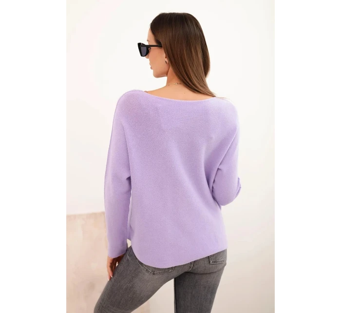 Dámsky viskózový sveter s výstrihom do V svetlo fialový Dámsky viskózový sveter s výstrihom do V svetlo fialový