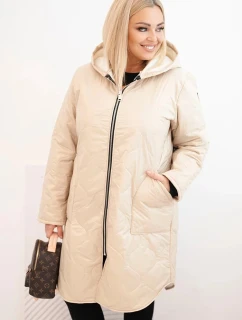 Dámske Plus veľkosť zimné prešívané bundy s kapucňou béžová
