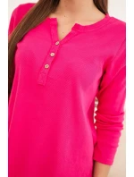 Dámska bavlnená blúzka s dlhými rukávmi a gombíkmi vo výstrihu fuchsiová