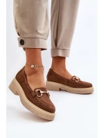 model 21652497 Zamszové Dámské Mokasíny S Ozdobou Hnědé - Zazoo