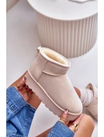 Śniegowce Damskie Na Platformie Ocieplane Futerkiem Jasnobeżowe Xamella