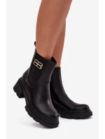 Dámské kotníkové boty se zlatým detailem zateplené černé model 21710118 - Boto Dámské kotníkové boty se zlatým detailem zateplené černé model 21710118 - Boto