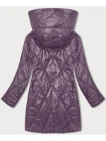 Fialová dámska bunda s ozdobnou kapucňou (B8215-71)