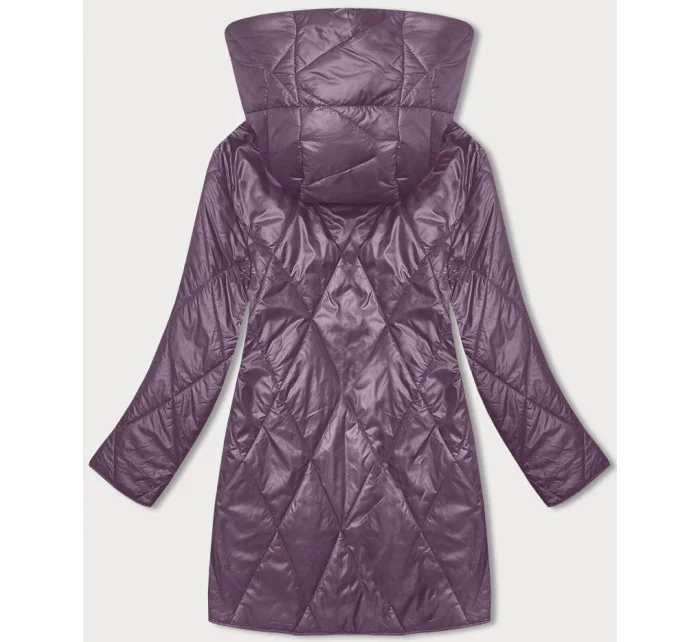 Fialová dámska bunda s ozdobnou kapucňou (B8215-71)