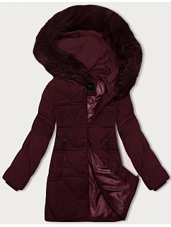 Zimowa kurtka damska z kapturem bordowa model 21789559 - J.STYLE