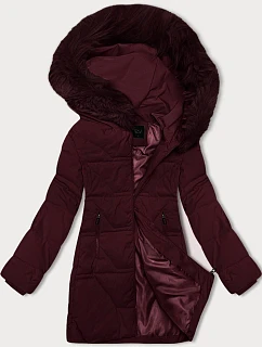 Zimowa kurtka damska z kapturem bordowa model 21789559 - J.STYLE