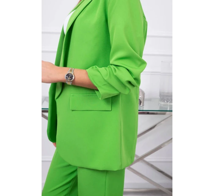 Elegantní souprava saka a kalhot světle zelené barvy