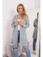 Dvojfarebná pláštenka s kapucňou 21679 mätová+šedá - Kesi