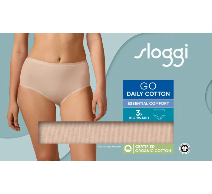 Dámske bavlnené nohavičky s vysokým pásom GO Daily 3P - BROWN - béžová 00LZ - SLOGGI