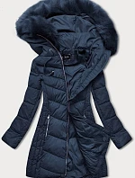 Dámska dlhá prešívaná zimná bunda Dark Blue (7689)