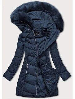 Dámska dlhá prešívaná zimná bunda Dark Blue (7689)