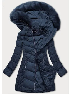 DŁUGA PIKOWANA ZIMOWA KURTKA DAMSKA GRANATOWA model 21241970 - Libland