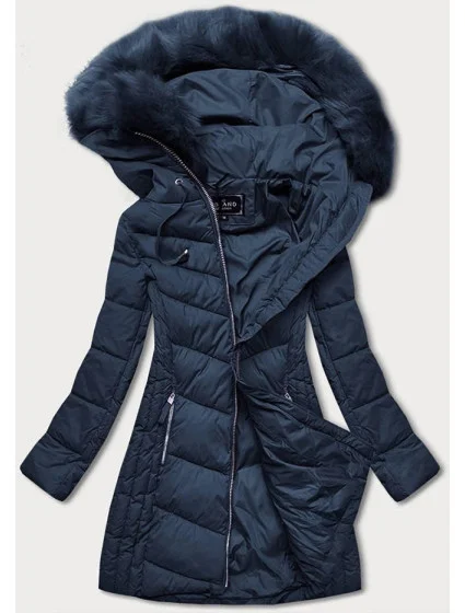 Dámska dlhá prešívaná zimná bunda Dark Blue (7689)