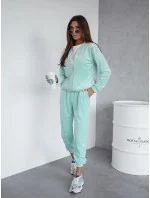 Dámska velúrová súprava s mikinou na zips mentolová (768)