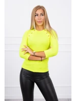 Halenka s ozdobnými knoflíky žlutá neonová Halenka s ozdobnými knoflíky žlutá neonová