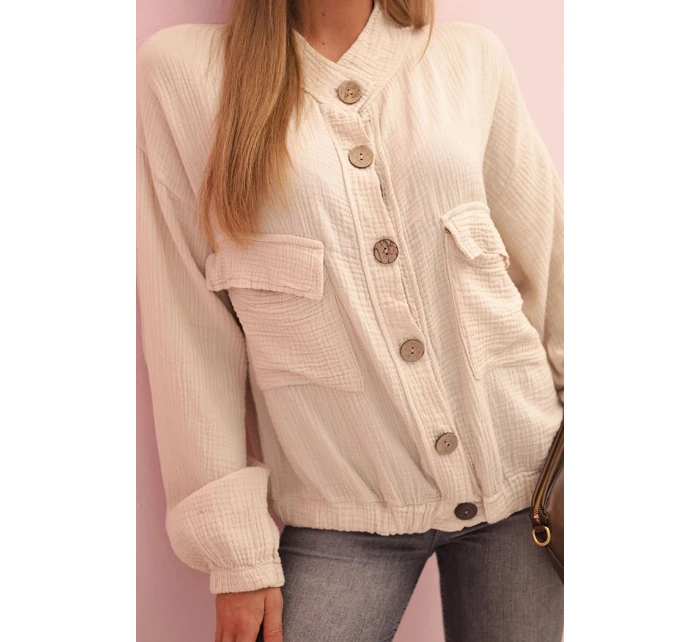 Dámská mušelínová košile s dlouhým rukávem béžová