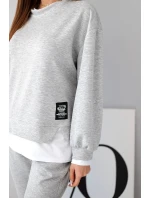 Dámský komplet s mikinou a tepláky šedý melír model 21808639 - K-Fashion Dámský komplet s mikinou a tepláky šedý melír model 21808639 - K-Fashion