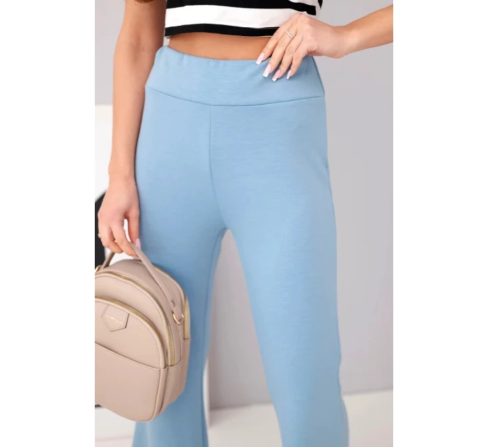 Dámske motýlie nohavice s rozšírenými nohavicami modré