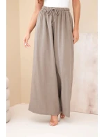 Dámske široké bavlnené nohavice s elastickým pásom fango
