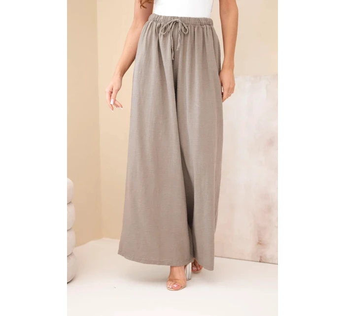 Dámske široké bavlnené nohavice s elastickým pásom fango