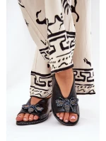 Lesklé Dámské Sandály S Dekorací Plné Černé model 21686853 - Boto