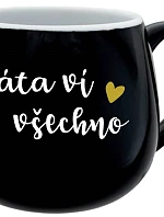 DAD KNOWS EVERYTHING - čierny keramický hrnček 300 ml