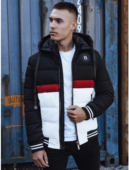 Pánska prešívaná zimná bunda s kapucňou čierna FashionStreet TX4869 Pánska prešívaná zimná bunda s kapucňou čierna FashionStreet TX4869