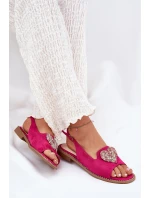Dámské sandály s ozdobným srdcem model 21691525 Fuchsie - S.Barski Dámské sandály s ozdobným srdcem model 21691525 Fuchsie - S.Barski