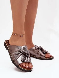 Klapki Damskie Na Płaskim Obcasie Grafitowe Nelvira