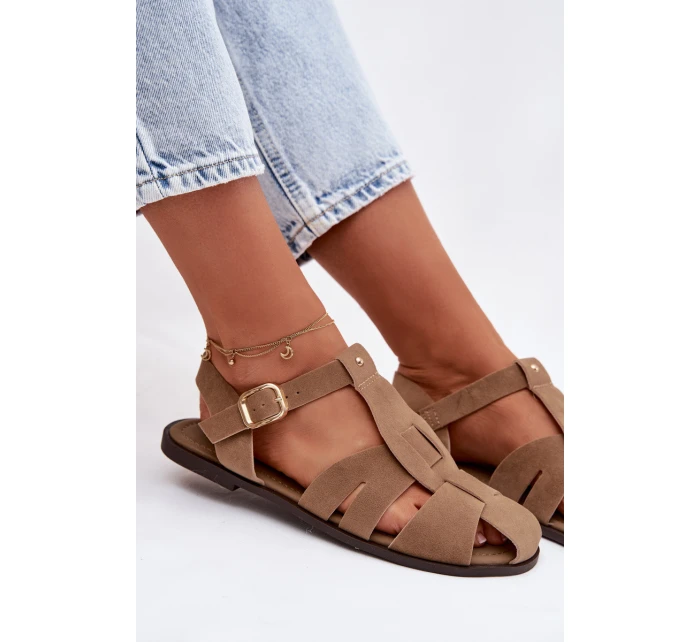 Dámské sandály Ploché Khaki model 21960876 - Boto