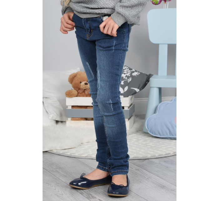 Dievčenské džínsové nohavice s odreninami