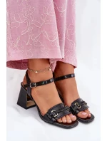 Dámske lakované sandále na kolene - čierne Mevonelle Dámske lakované sandále na kolene - čierne Mevonelle