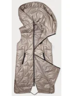 Dámska prešívaná vesta s asymetrickou spodnou časťou S'West light beige (B8237-51)