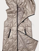 Dámska prešívaná vesta s asymetrickou spodnou časťou S'West light beige (B8237-51)