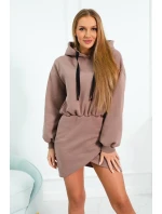 Hrejivé šaty s obálkovým spodným dielom mocca Hrejivé šaty s obálkovým spodným dielom mocca