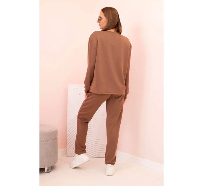 Komplet dámský máslový mikina a kalhoty s gumou camelový Komplet dámský máslový mikina a kalhoty s gumou camelový