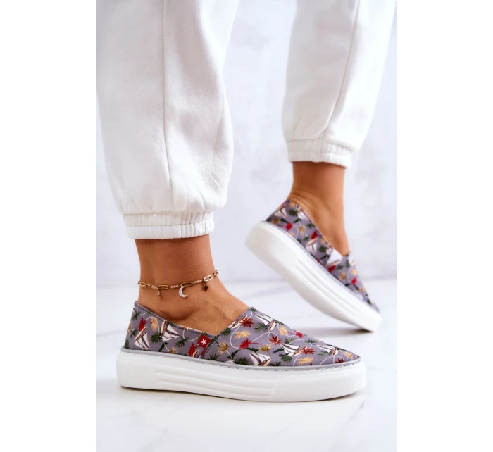 Damskie Tenisówki Slip On Memory Foam Big Star JJ276015 Szare