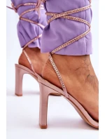 Eleganckie Wiązane Sandały Z Dżetami Nude Nessy Eleganckie Wiązane Sandały Z Dżetami Nude Nessy