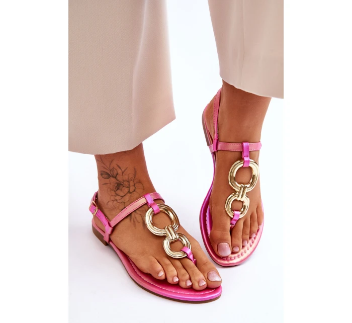 Skórzane Sandały Japonki Na Płaskim Obcasie Różowe Keep Going Skórzane Sandały Japonki Na Płaskim Obcasie Różowe Keep Going