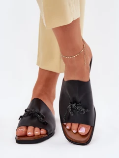 Dámské pantofle na plochém podpatku s ozdobným vázáním černé model 21701703 - EVENTO