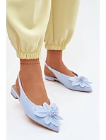 Dámské sandály na ploché podrážce s květem modré model 22102837 - Boto