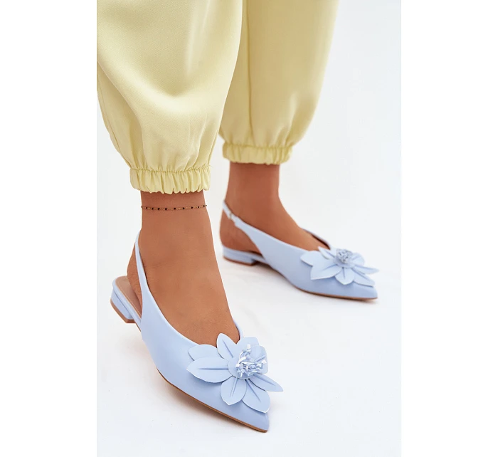 Dámské sandály na ploché podrážce s květem modré model 22102837 - Boto