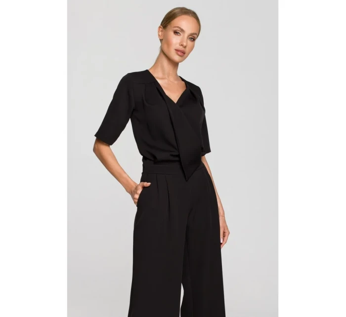 model 17626298 Kombinéza s ozdobným výstřihem do V černá - Moe