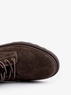 Semišové zateplené pánske členkové topánky Zip Big Star Brown