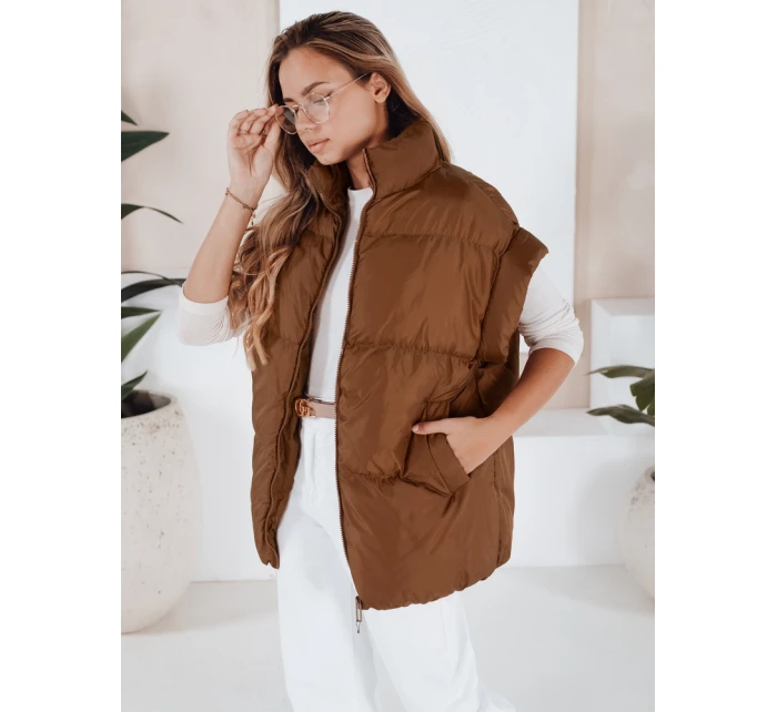 Dámská prošívaná vesta camel Dstreet model 21966304 - FashionStreet