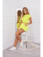 Bavlnená súprava so šortkami žltá neónová