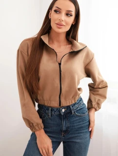 Semišová mikina na zips béžový