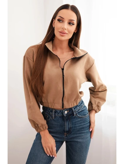 Semišová mikina na zips béžový Semišová mikina na zips béžový